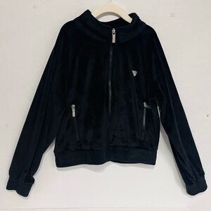 Guess Black Velour Zip Up Sweatshirt   Girls Size 10